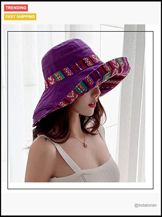 Women Wide Brim Sun Hat Wired Edge UPF 50+ Beach Fishing Hiking main image 5